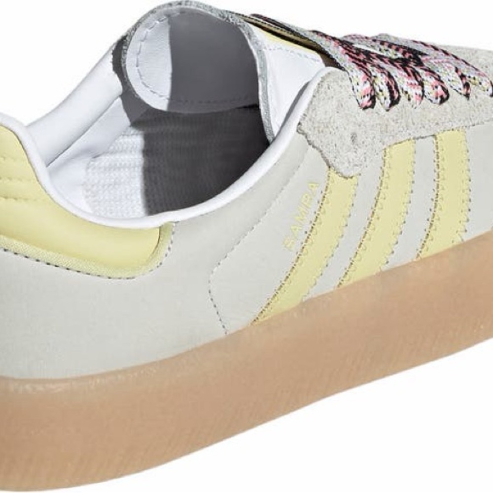 Adidas Women’s Sambae Greystone and Powder Yellow Sneakers - Picture 2 of 12